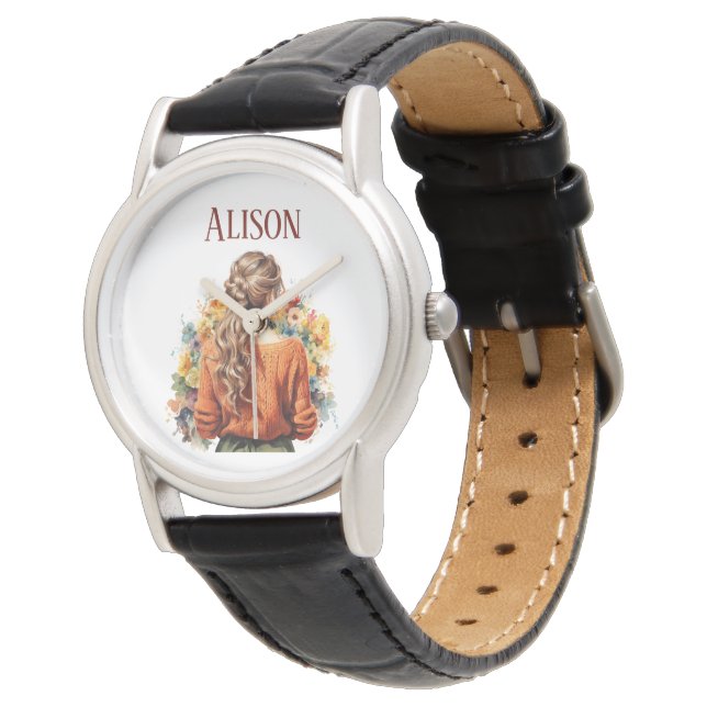 Reloj De Pulsera Chica de otoño con suéter de punto (Angular)