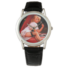 Reloj De Pulsera Chica de Pinup mecánico de coches retro vintage