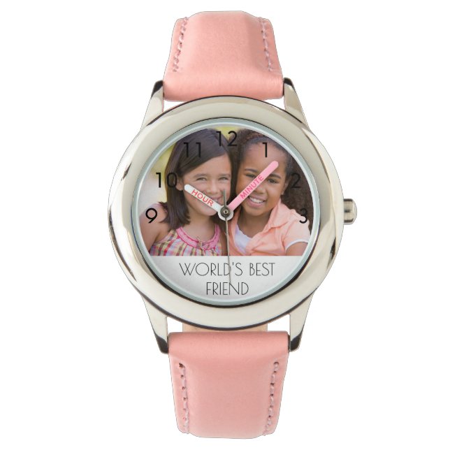 Reloj De Pulsera Chica de texto fotográfico de Amigos BFF (Anverso)