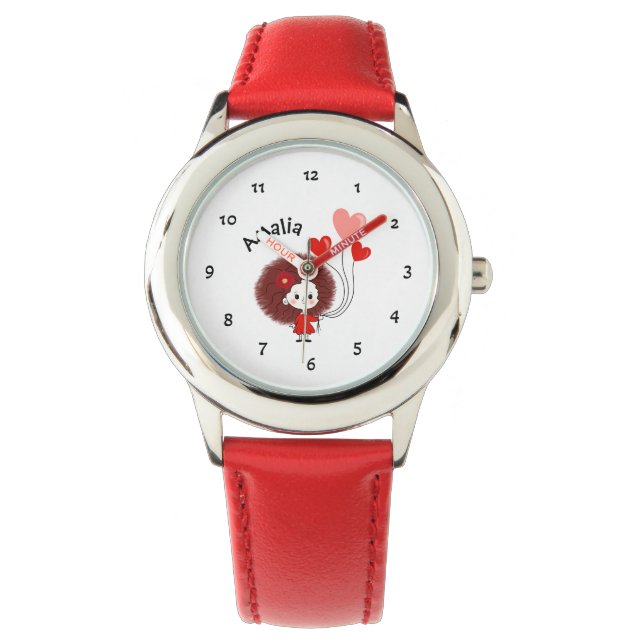 Reloj De Pulsera Chica divertida con globos de corazones (Anverso)
