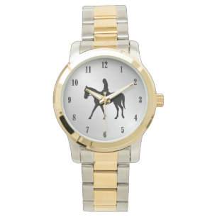 Reloj De Pulsera Chica en números negros de plata de caballo