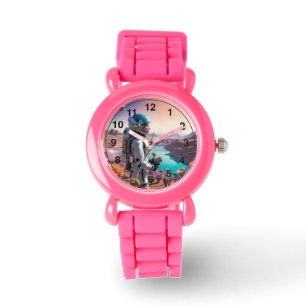 Reloj De Pulsera Chica espacial con plantas   (con horas)
