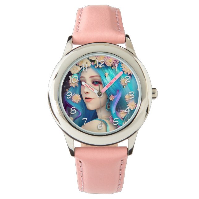 Reloj De Pulsera Chica etéreo con flores (Anverso)