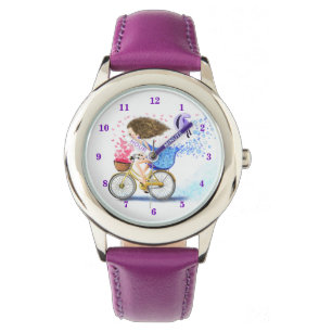 Reloj De Pulsera Chica feliz con vigilancia en bicicleta