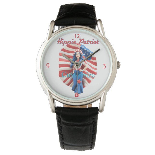 Reloj De Pulsera Chica hippie patriótico Thunder_Cove (Anverso)