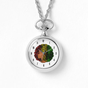 Reloj De Pulsera Chica negra rasta mujer de color amarillo rojo ver