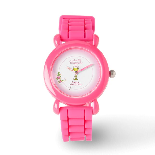 Reloj De Pulsera Chica Primer Comunión Santa Rosa, cáliz, anfitrión (Anverso)