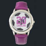 Reloj De Pulsera Chica Purple Soccer Ball<br><div class="desc">Diseño temático</div>