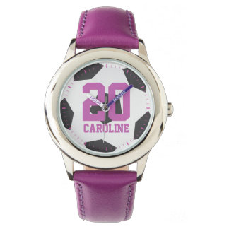 Reloj De Pulsera Chica Purple Soccer Ball
