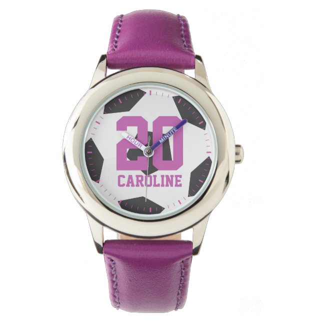 Reloj De Pulsera Chica Purple Soccer Ball (Anverso)
