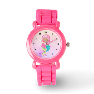 Reloj De Pulsera Chica rosa de sirena de unicornio