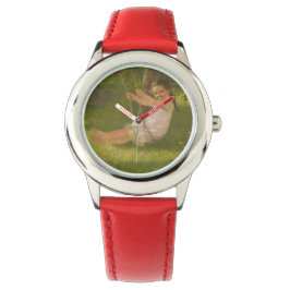 Reloj De Pulsera Chica sonriente en un Swing (infancia vintage)