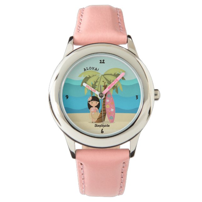Reloj De Pulsera Chica Surfista de Hawái (Anverso)