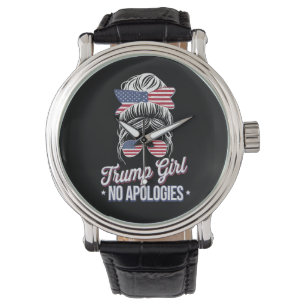 Reloj De Pulsera Chica Trump Sin Disculpas Moño Desordenado Retro V
