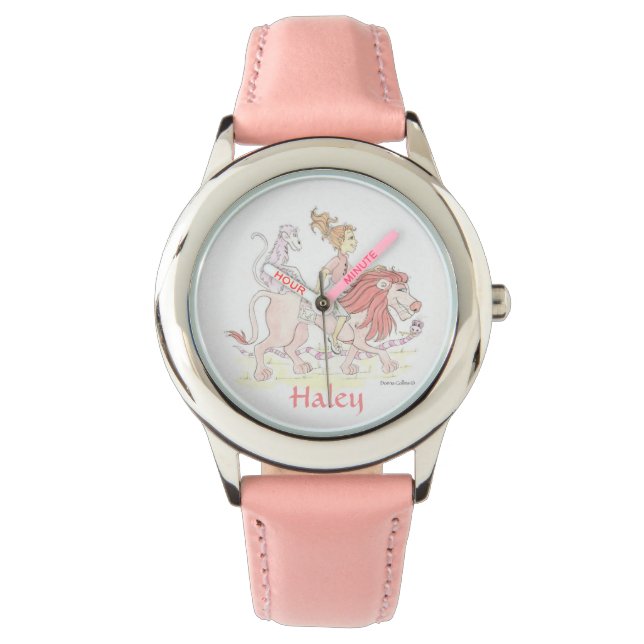 Reloj De Pulsera Chica Vigilancia PINK personalizada con animales (Anverso)