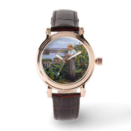 Reloj De Pulsera Chica y su Mascota Dove (Mujer joven y pájaro)