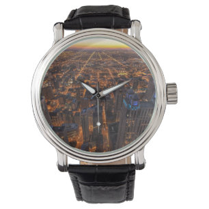 Reloj De Pulsera Chicago céntrica en la puesta del sol