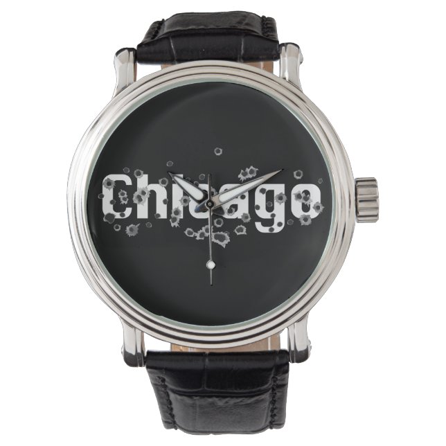 Reloj De Pulsera Chicago IL Mafia Historia Jefe Gunshots Holes Rótu (Anverso)