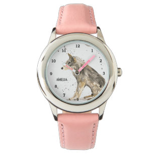 Reloj De Pulsera Chicas aburridos lobo Animal Kids Wildlife Woodlan