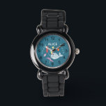 Reloj De Pulsera Chicas acribillan el narco arcoiris moderno y nomb<br><div class="desc">Este moderno y bonito reloj infantil tiene un personalizado de narwhal de arcoiris dibujado a mano, una medusa, una estrella de mar, algas y conchas. Este bonito diseño colorido también le permitirá añadir el nombre de su chica. Con números claros y fácilmente legibles, este 'primer' reloj es genial para los...</div>