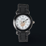 Reloj De Pulsera Chicas acribillan la frase dormido animal y nombra<br><div class="desc">Este precioso reloj infantil, de niñas, cuenta con un hermoso personalizado de pereza dormido con flores y hojas y números fáciles de leer. Este bonito diseño también cuenta con un lugar para añadir el nombre de su chica. El diseño de la jungla y de la vida salvaje perfecto para tu...</div>