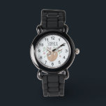 Reloj De Pulsera Chicas acribillan la frase dormido animal y nombra<br><div class="desc">Este precioso reloj infantil, de niñas, cuenta con un hermoso personalizado de pereza dormido con flores y hojas y números fáciles de leer. Este bonito diseño también cuenta con un lugar para añadir el nombre de su chica. El diseño de la jungla y de la vida salvaje perfecto para tu...</div>
