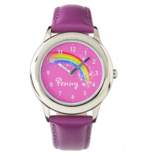 Reloj De Pulsera Chicas arcoíris nombre chicas niños púrpura mirar