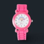 Reloj De Pulsera Chicas con un moderno arcoiris rosado y sus nombre<br><div class="desc">Este lindo y moderno reloj de niños cuenta con un magnífico personalizado de arco iris boho, y puede ser personalizado con el nombre de sus chicas. Con números claros y fácilmente legibles, este 'primer' reloj es genial para un niño o un niño recién empezando a aprender el tiempo. ¡El diseño...</div>