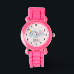 Reloj De Pulsera Chicas cortan a Personalizado arcoiris y nombran a<br><div class="desc">Este magnífico reloj de niños presenta un adorable personalizado de narwhal de arcoiris dibujado a mano. Este bonito diseño colorido también le permitirá añadir el nombre de su chica. Con números claros y fácilmente legibles, este 'primer' reloj es genial para los que recién empiezan a aprender el tiempo. El diseño...</div>