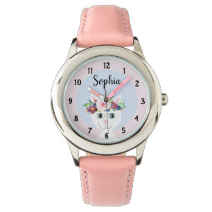 Reloj De Pulsera Chicas cortan a Personalizado de gatos florales y