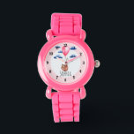 Reloj De Pulsera Chicas cortan animal rosado y nombran a niños<br><div class="desc">Este precioso reloj de niños de niñas muestra números atrevidos,  y una hermosa madre y un niño con una acuarela pintada a mano,  flotando en el cielo sosteniendo un globo. Este bonito diseño rosado también te permitirá añadir tu nombre de chica. ¡El diseño perfecto y adorable de tu pequeño!</div>