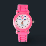 Reloj De Pulsera Chicas cortan animal rosado y nombran a niños<br><div class="desc">Este precioso reloj de niños de niñas muestra números atrevidos,  y una hermosa madre y un niño con una acuarela pintada a mano,  flotando en el cielo sosteniendo un globo. Este bonito diseño rosado también te permitirá añadir tu nombre de chica. ¡El diseño perfecto y adorable de tu pequeño!</div>