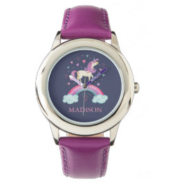 Reloj De Pulsera Chicas cortan arcoiris morado rosa unicornio