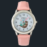 Reloj De Pulsera Chicas cortan flores Personalizados y nombran a ni<br><div class="desc">Este precioso reloj infantil de niñas cuenta con un hermoso personalizado de nutrias con flores y hierba de río,  y números fáciles de leer. Este bonito diseño también cuenta con un lugar para añadir el nombre de su chica. El diseño floral y temático perfecto para la nutria.</div>