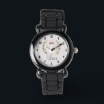 Reloj De Pulsera Chicas cortan gato blanco con flores y nombres de<br><div class="desc">Este hermoso y moda diseño de los niños presenta un lindo personalizado de gatos blancos y flores de acuarela,  con un color de fondo de personalizable y un lugar para que tu añadas el nombre de tu chica en un elegante tipo de letra.</div>