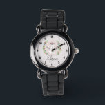 Reloj De Pulsera Chicas cortan gato blanco con flores y nombres de<br><div class="desc">Este hermoso y moda diseño de los niños presenta un lindo personalizado de gatos blancos y flores de acuarela,  con un color de fondo de personalizable y un lugar para que tu añadas el nombre de tu chica en un elegante tipo de letra.</div>