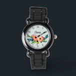 Reloj De Pulsera Chicas cortan las flores y el nombre de las acuare<br><div class="desc">Este bonito y moderno diseño de reloj floral para niños presenta coloridas flores acuáticas y tiene espacio para que escribas el nombre de tus chicas en una hermosa tipografía. El reloj también tiene números claros y fáciles de leer, ¡lo que lo hace perfecto para el primer reloj de tu bebé!...</div>