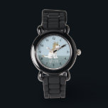 Reloj De Pulsera Chicas cortan pipa y flores niños<br><div class="desc">Este lindo reloj azul y moderno para niños presenta un adorable personalizado de cachorros y tiene espacio para que añadas el nombre de tus chicas. Con números claros y fácilmente legibles, este 'primer' reloj es genial para niños o niños recién empezando a aprender el tiempo. ¡El diseño perfecto para los...</div>