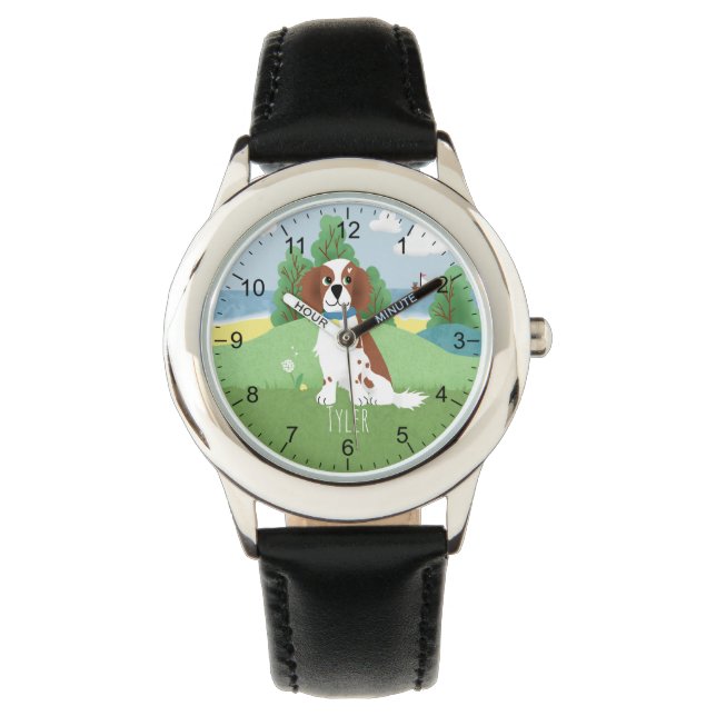 Reloj De Pulsera Chicas cortan Springer español perro con nombres d (Anverso)