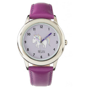 Reloj De Pulsera Chicas cortan unicornio mágico morado y nombran a