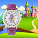 Reloj De Pulsera Chicas cortos dragón morado añadir nombre<br><div class="desc">diseño de Kristi W. Designs en www.marlodeedesigns.com</div>