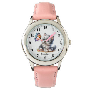 Reloj De Pulsera Chicas cortos mariposa gato añadir nombre