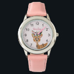 Reloj De Pulsera Chicas cutan ciervos florales rosados y flores niñ<br><div class="desc">Este lindo y niñito reloj presenta hermosas flores de ciervo y acuarela y números fáciles de leer. Este bonito diseño de color rosa con motivos florales también es un lugar para añadir el nombre de su chica. ¡El diseño de renos perfecto para tu pequeño!</div>