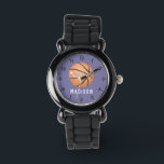 Reloj De Pulsera Chicas Cute Deportes Morados Niños De Baloncesto<br><div class="desc">Este reloj de pulsera y moderno para niños incluye un baloncesto con fondo morado. El reloj deportivo puede ser personalizado con el nombre de tu chica,  y números claros,  el regalo perfecto para cualquier amante del deporte.</div>