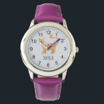 Reloj De Pulsera Chicas Cute Ginger Tabby Gato Personalizado y Nomb<br><div class="desc">Este lindo y moderno reloj de niños cuenta con un personalizado de ginger de rayas naranjas, con un espacio para personalizar el diseño con el nombre de sus chicas. Con números claros y fácilmente legibles, este 'primer' reloj es genial para niños o niños recién empezando a aprender el tiempo. El...</div>