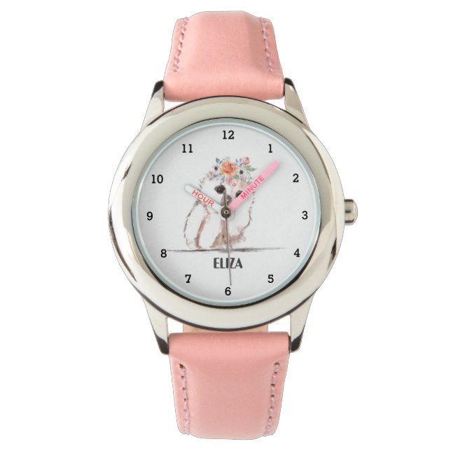 Reloj De Pulsera Chicas Cute Lechuza Rosa Animales De Pájaro Niños  (Anverso)
