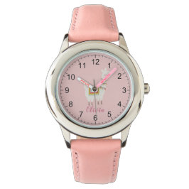 Reloj De Pulsera Chicas Cute Llama Rosa Nombre Personalizado Niños