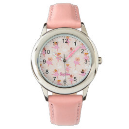 Reloj De Pulsera Chicas Cute Rosa Ballerina Nombre Personalizado