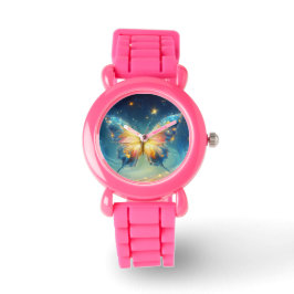 Reloj De Pulsera Chicas de arte de mariposa de colores brillantes