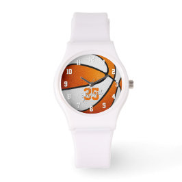 Reloj De Pulsera chicas de baloncesto blanco naranja nombre número 